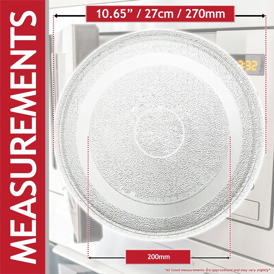 image 1 of SPARES2GO Universal Microwave Turntable Plate Smooth Flat Glass Dish Tray (10.65" / 27cm / 270mm)