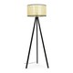 image 3 of ValueLights Barbro Black Tripod Floor Lamp Wicker Trim Shade & Bulb