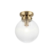 COSYLYTE Finley Bathroom Ribbed Glass Ceiling Light Bronze | Antique Brass
