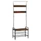 image 1 of HOMCOM Industrial Coat Rack Stand with 8 Hooks Hangers Storage Cabinet Brown