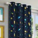 image 2 of Pair of Infinity Blue Metallic Print Kids Curtains 46 x 54 inch (117 x 137 cm) Room Darkening Eyelet Thermal Noise Reducing Curtains for Bedroom