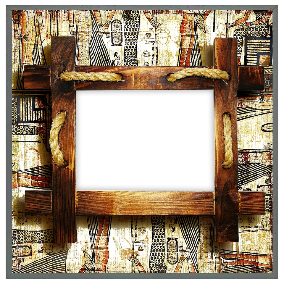 image 1 of Rustic egyptian wooden frame (Picture Frame) Grey | M