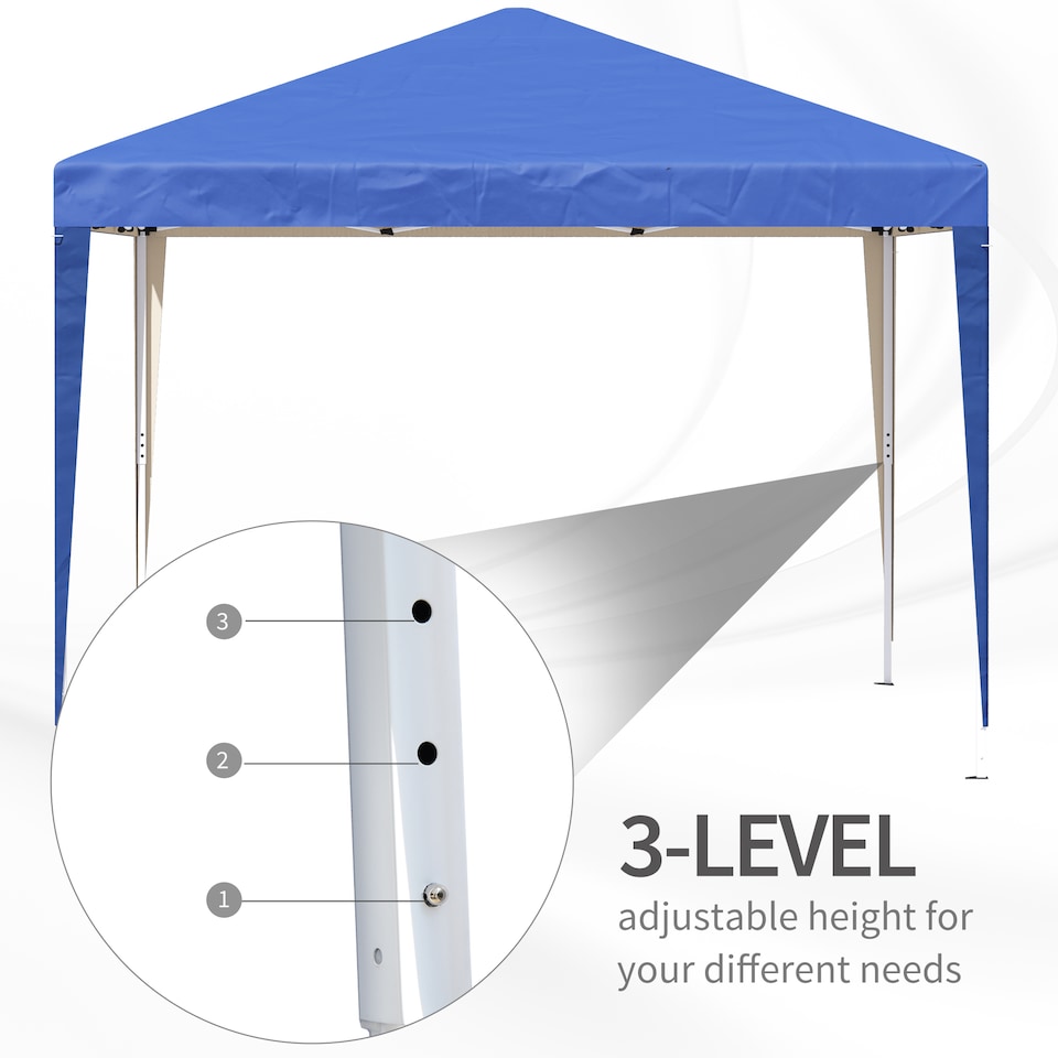 image 1 of Outsunny 3 x 3M Garden Pop Up Gazebo Height Adjustable Marquee Party Tent Wedding Canopy with Carrying Bag, Blue