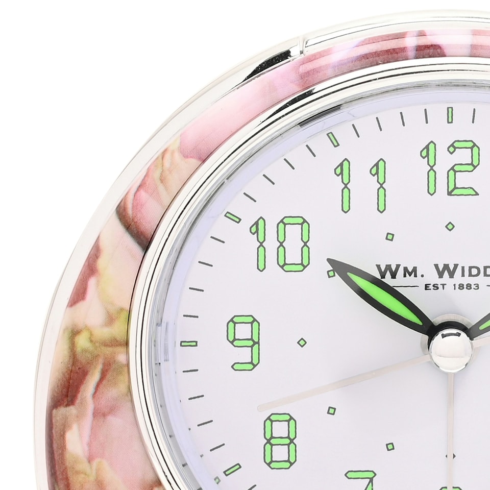 image 1 of Wm.Widdop Quartz Alarm Clock - Pink Rose Design L/S/C Pink