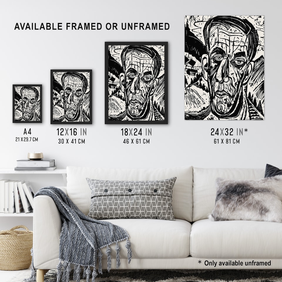 image 1 of Head of Van de Velde Ernst Ludwig Kirchner Huge Wall Art Poster Print