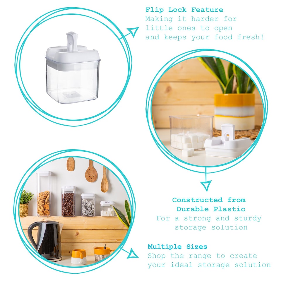 image 1 of Argon Tableware Flip Lock Plastic Food Storage Containers - 500ml - White - Pack of 3