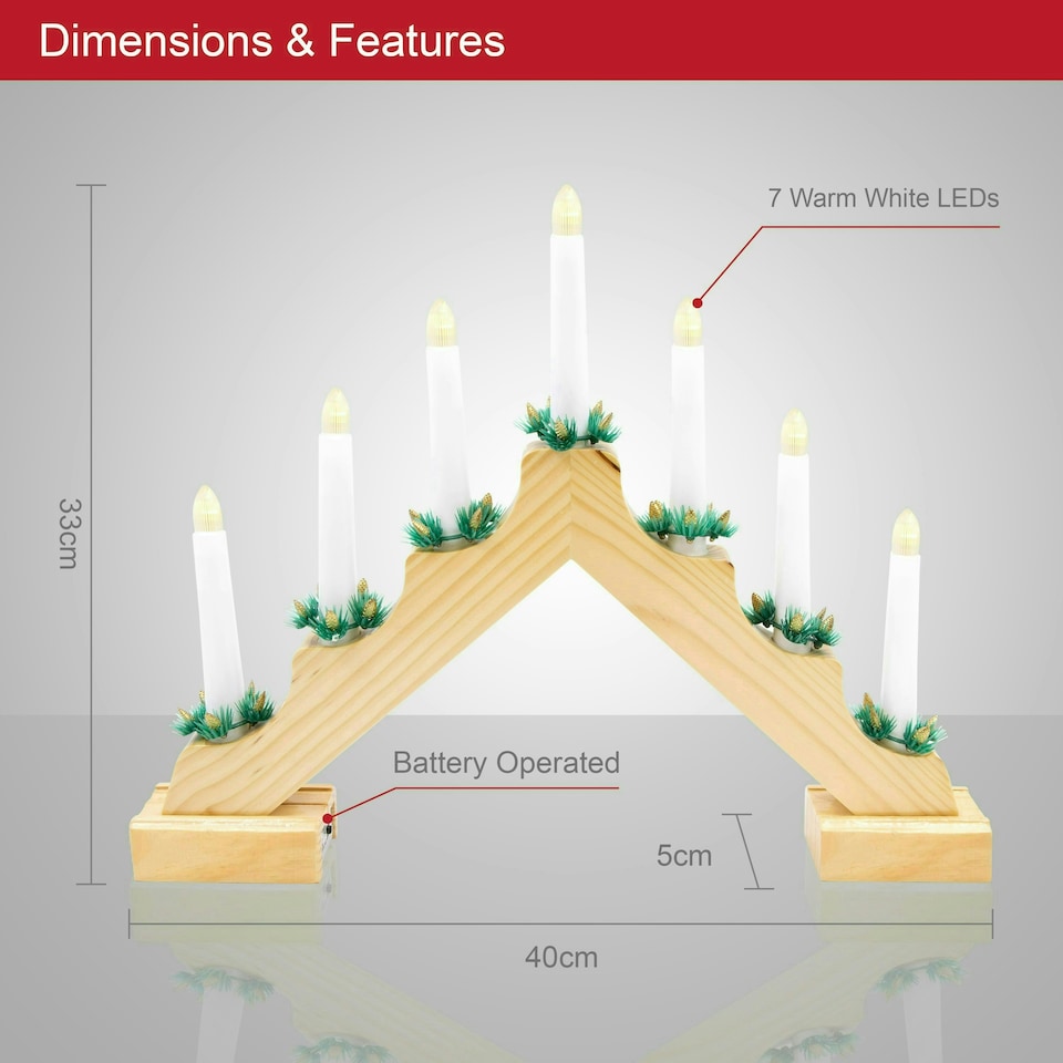 image 1 of The Christmas Workshop 89470 Wooden Christmas Candle Bridge