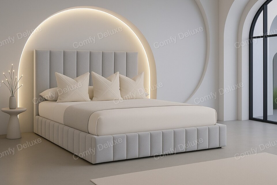 Silver 5ft Kingsize Plush Velvet Astro Bed Frame Solid Base