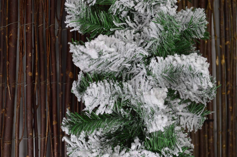 image 1 of Premier 2.7m Snow Flocked Pine Christmas Garland with Glitter Finish