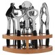 image 1 of Interiors By Premier Chrome Kitchen Tool Set with Natural Wood Stand,7-Piece Essential Gadgets For Food Prep,Unique Utensil Set