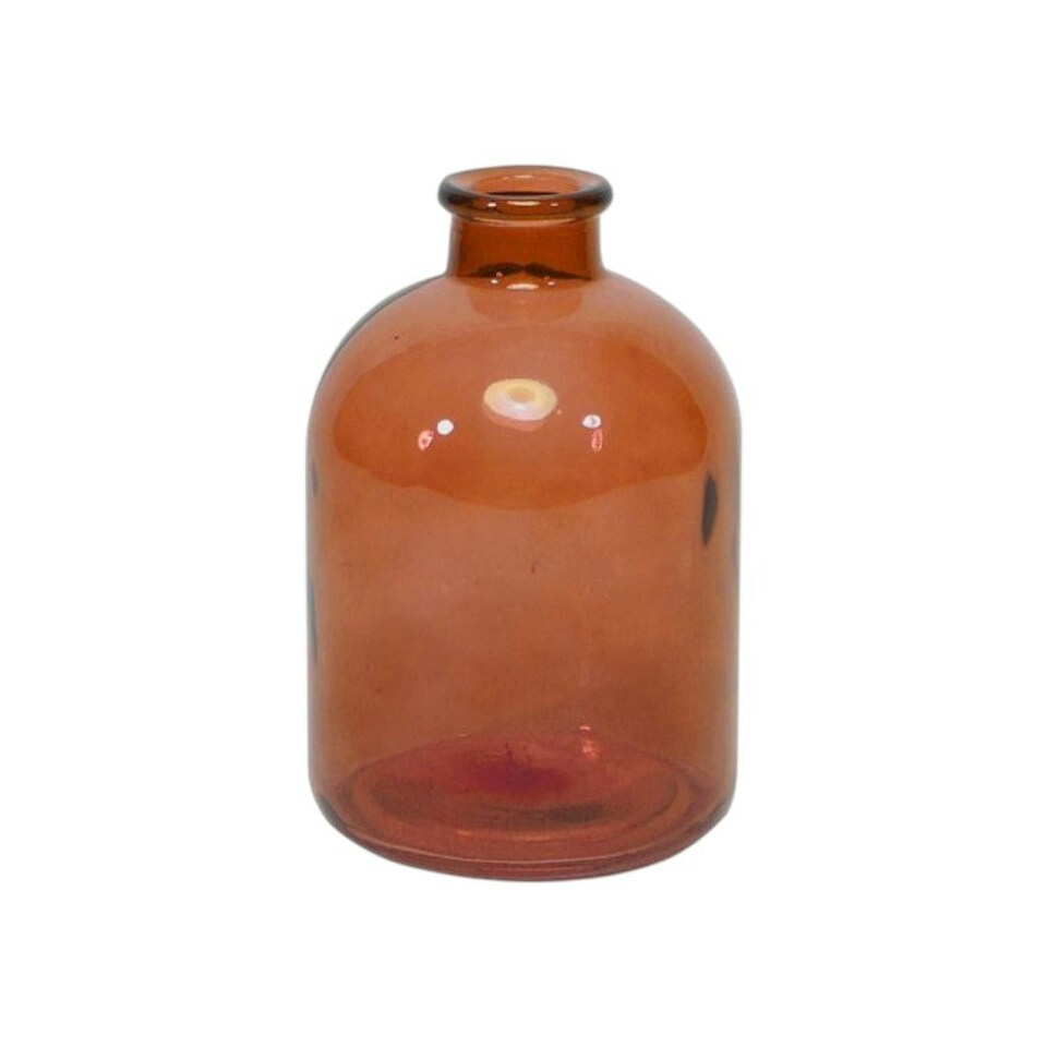 Glass Bottle Vase - Honey Brown - 17cm