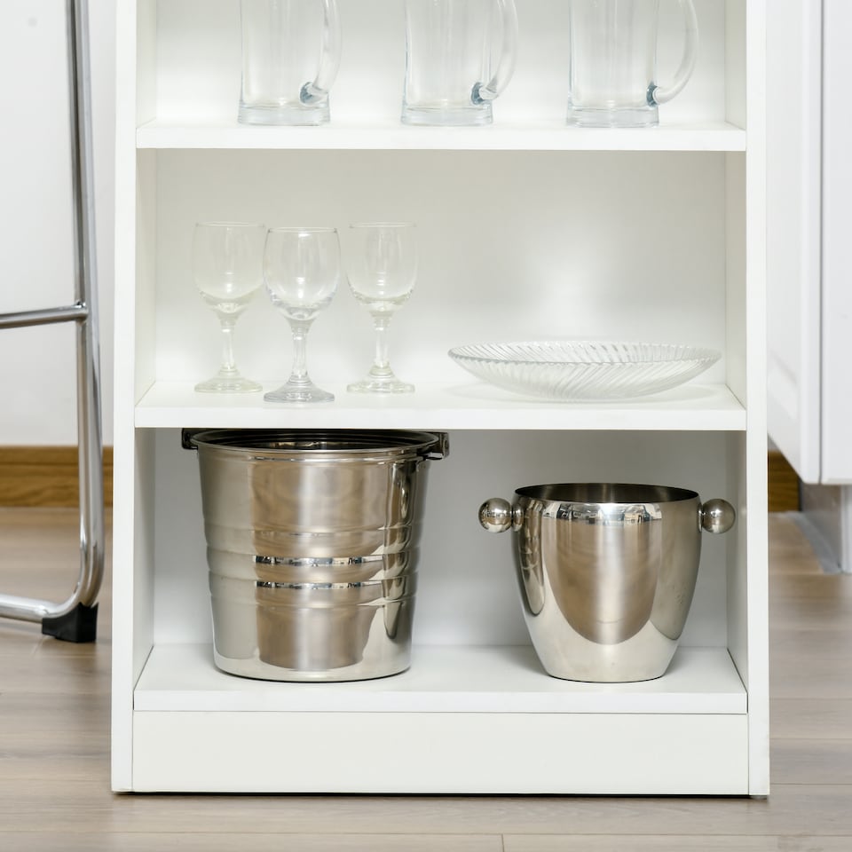 image 1 of HOMCOM Bar Table, Dining Table with 4-Tier Storage Shelf for Breakfast Bar, Kitchen, Dining Room, Living Room, Grey