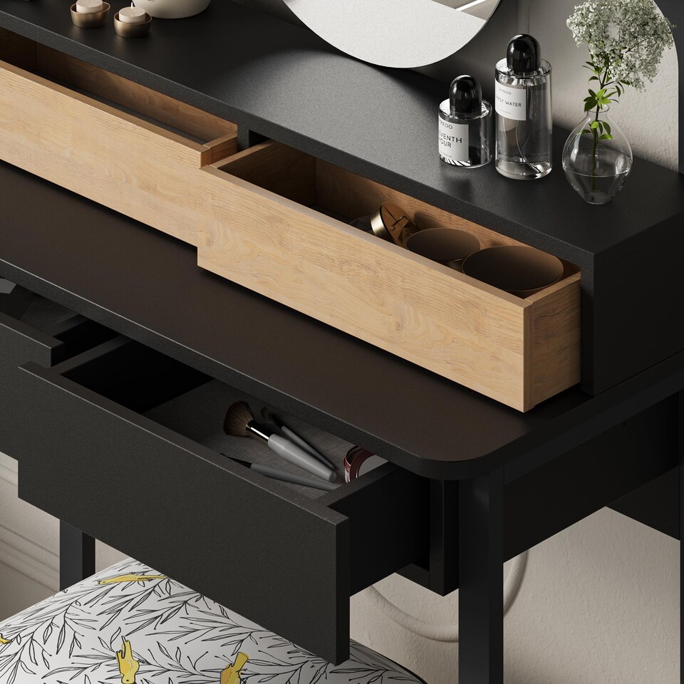 image 1 of Decortie Lora Dressing Table 96x40x132cm Black