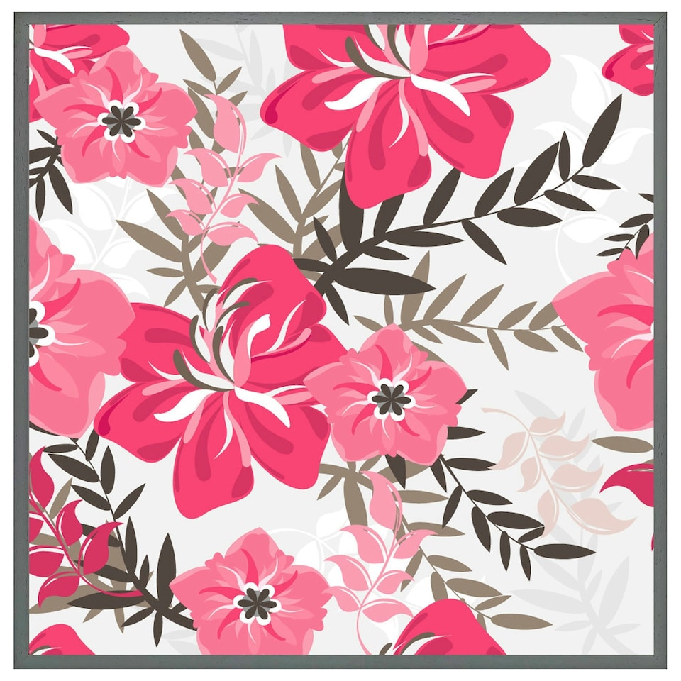 image 1 of Red & pink floral (Picutre Frame) Black | L