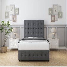 Sloomy Berlin Armour Coniston Divan Bed With Mattress 4 Drawers With 26" Strutted Headboard & 12" Matching Footboard 4' Small Double | Grey | Armour | Small Double | 1