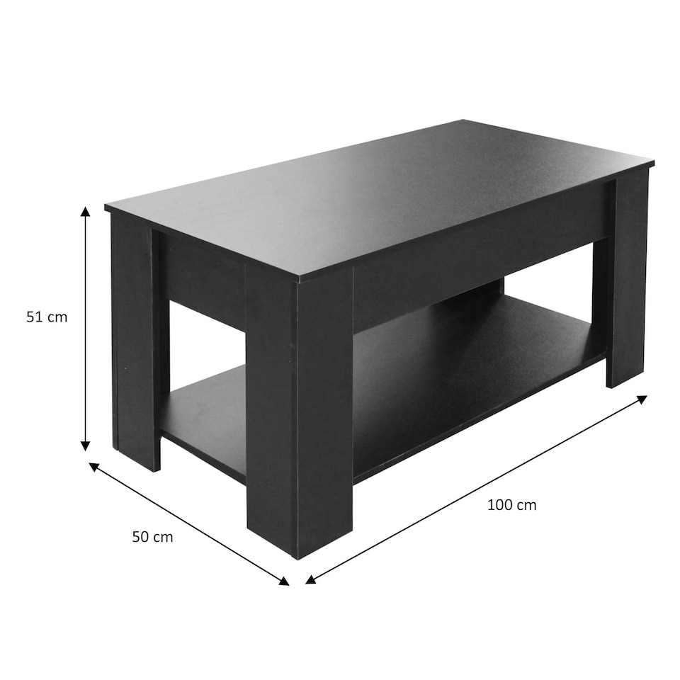 image 1 of Black High Gloss Lift Top Storage Coffee Table Black