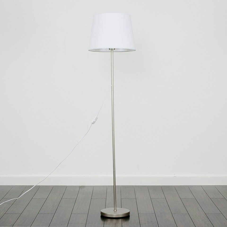 image 1 of ValueLights Charlie Chrome Floor Lamp with Black Shade