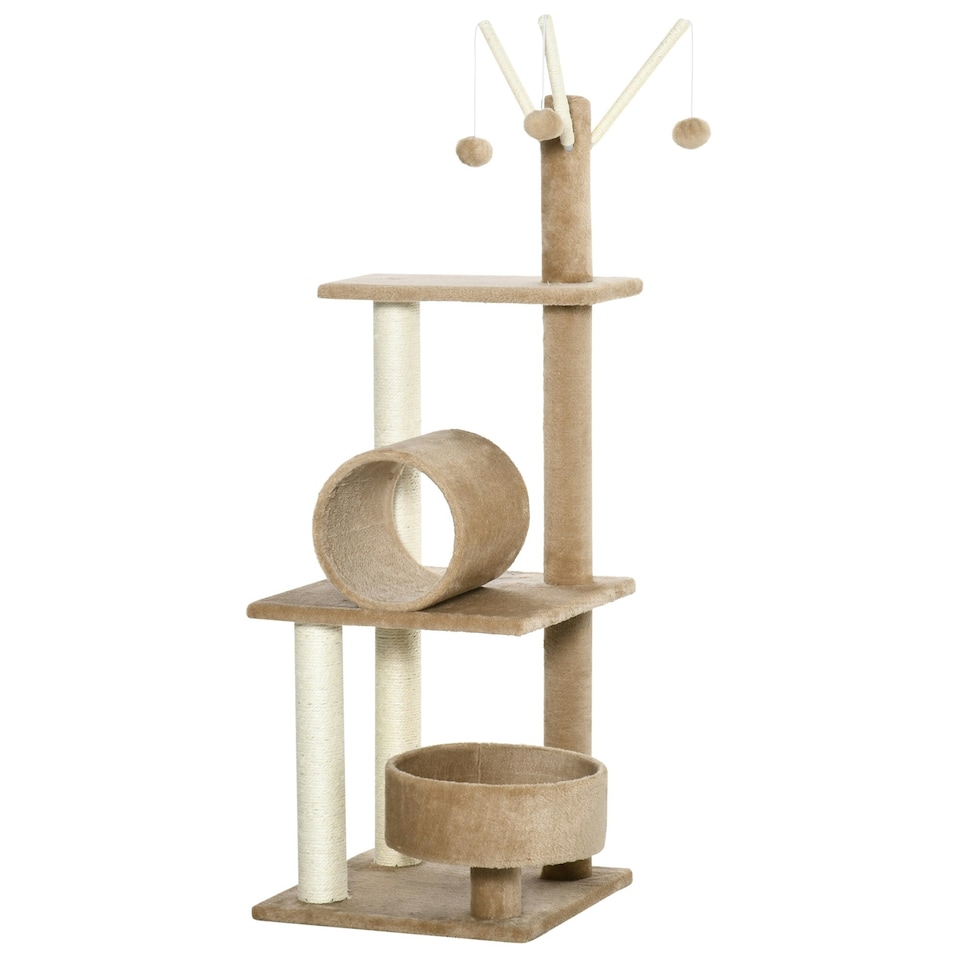 image 1 of PawHut 121cm Cat Tree Tower Activity Centre with Scratching Post Brown