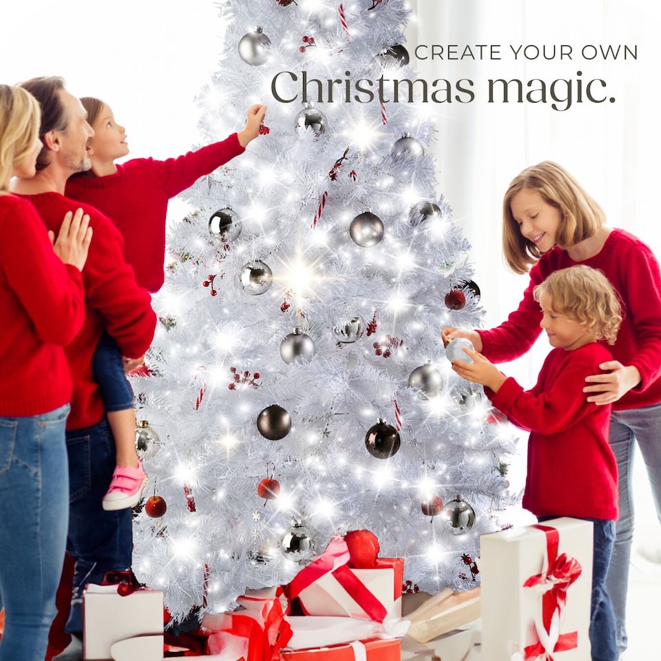 image 1 of Christmas Tree - artificial in white with metal stand | White | white | 6ft | 1