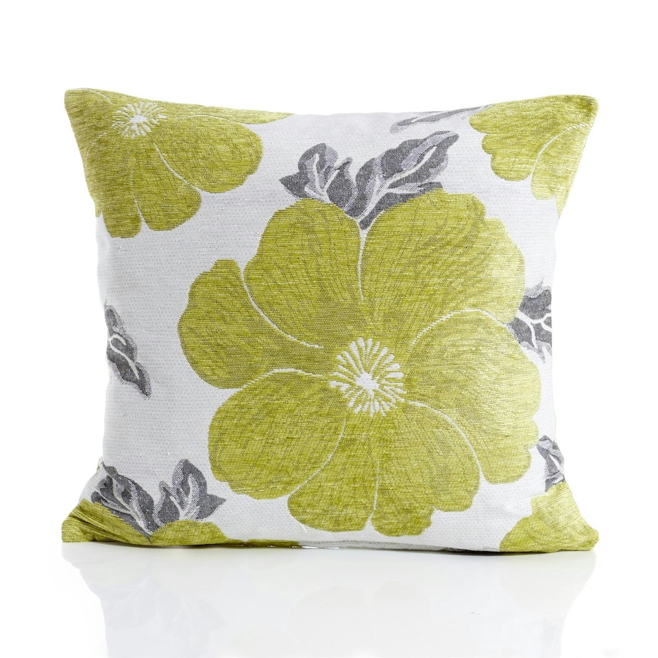 image 1 of Poppy Chenille 45cm x 45cm Lime Cushion Set of 4 Green | Cream & Grey | 45cm x 45cm x 10cm
