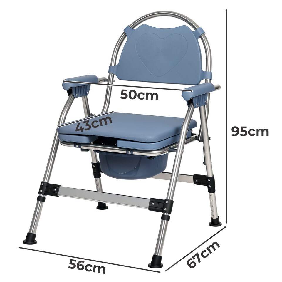 image 1 of Levede Folding Adjustable Metal Commode Chair for Bedroom Bedside Shower