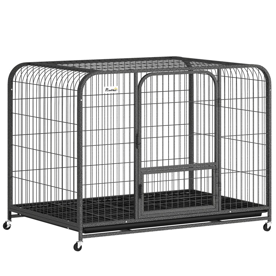 image 1 of PawHut Heavy Duty Dog Crate, Large Dog Cage with Wheels and Tray