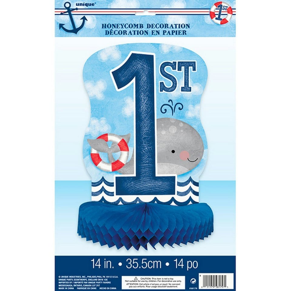 image 1 of Unique Party Nautical 1st Birthday Honeycomb Centrepiece - Multicolour - 14 inches