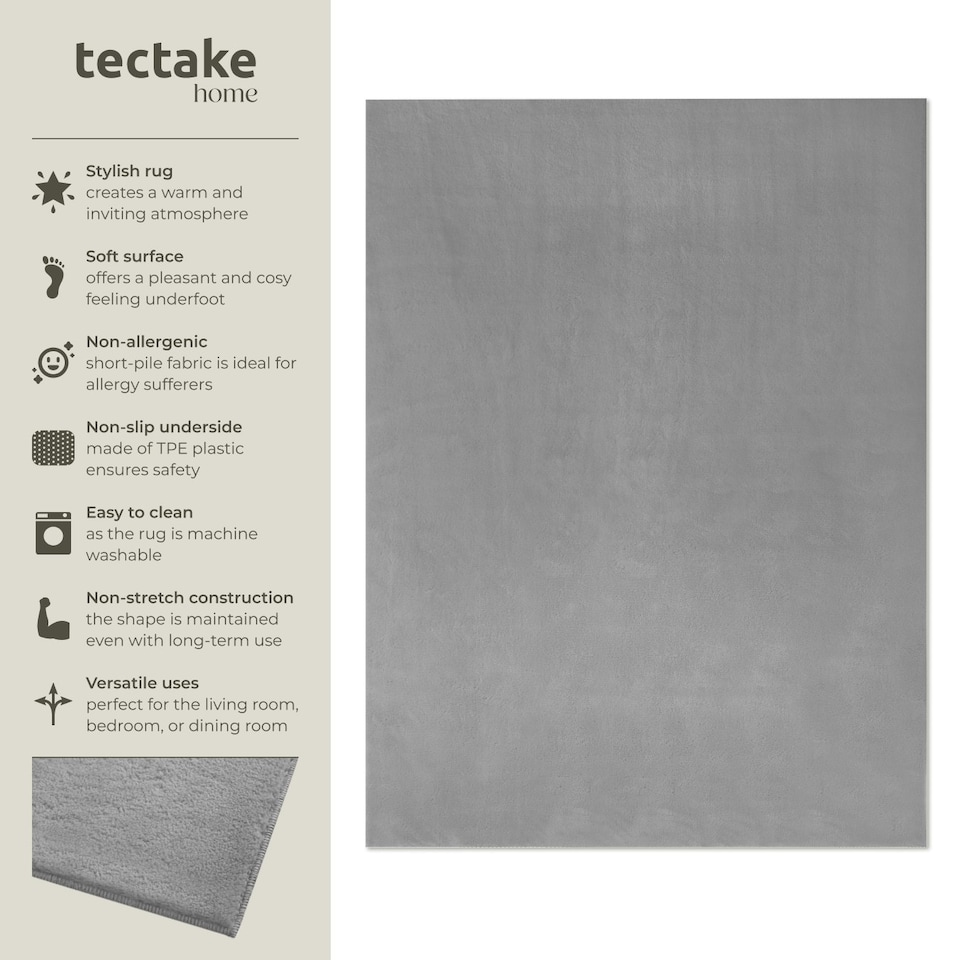 image 1 of Rug Zonelle - short pile and ultra-soft, rectangular or round Grey | Grey | 140 x 200 cm