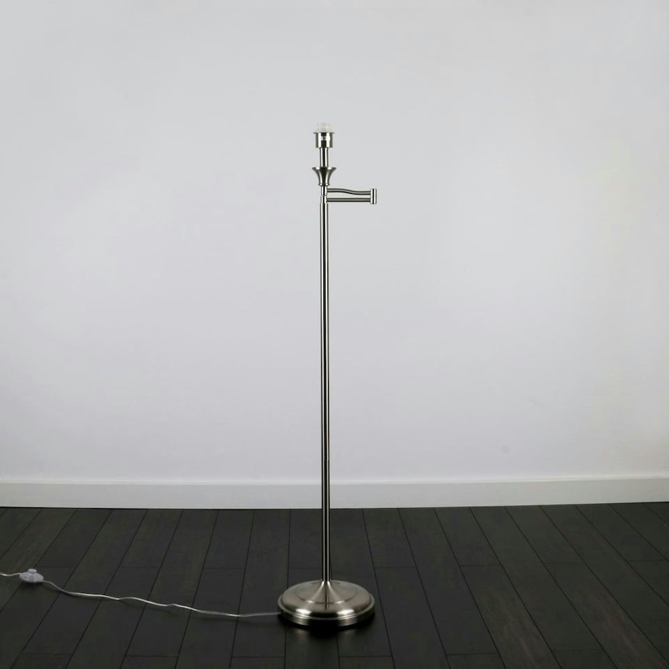 image 1 of ValueLights Modern Adjustable Swing Arm Floor Lamp Base In Brushed Chrome Finish Chrome