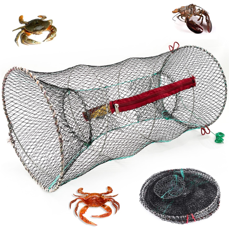 image 1 of Crab Trap Nets Fishing Pot Basket for Crab, Prawn, Shrimp, Lobster & Eel