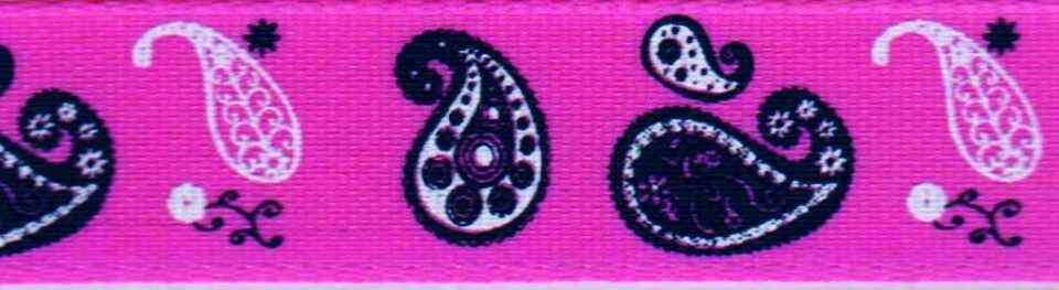 Berisfords 4 Pink 15mm Paisley Ribbon for Dressmaking - per metre
