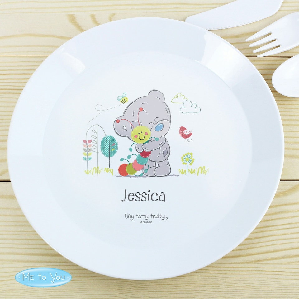 image 1 of Personalised Tiny Tatty Teddy Cuddle Bug Plastic Plate