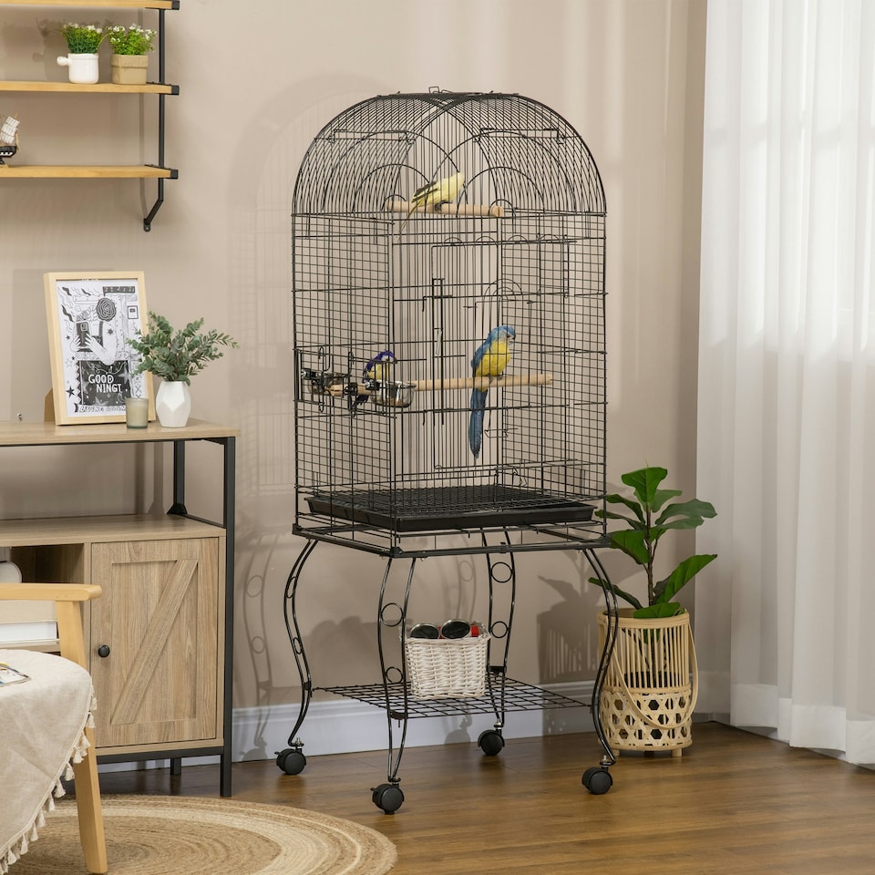 image 1 of PawHut 1.53(m) Bird Cage, Parrot Finch Macaw Conure w/ Perch, Wheels, Stand