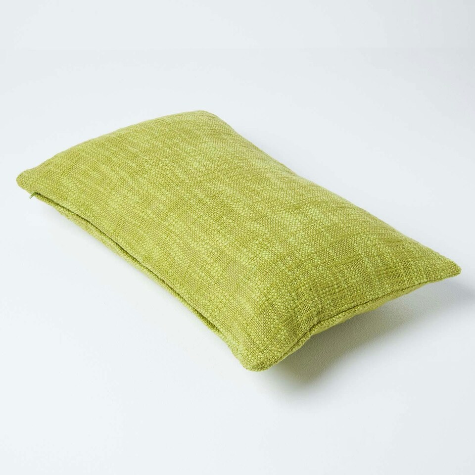 image 1 of Homescapes Nirvana Cotton Green Rectangular Cushion Cover - 30 x 50 cm | Green | Green | 30 x 50 cm