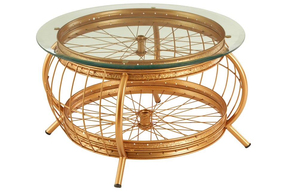 image 1 of Distinctive Design Gold Finish Coffee Table, Luxurious Finish Modern Table, Durable Iron Frame Coffee Table | Gold