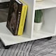 image 6 of C-Shape End Table Unique Storage Unit w/ 2 Shelves 4 Wheels Home Office White