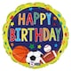 image 1 of Happy Birthday Sports Round Foil Helium Balloon 46cm / 18 in