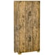 image 1 of HOMCOM Farmhouse 4-Door Cabinet, Freestanding Tall Cupboard with Storage Shelves for Bedroom & Living Room, Rustic Wood Effect