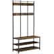 image 1 of HOMCOM Coat Rack Stand, Free Standing Hall Tree, Coat Stand with Hooks, Bench and Shoe Rack, 100cm x 38.5cm x 185.5cm, Industrial Style, Rustic Brown and Black