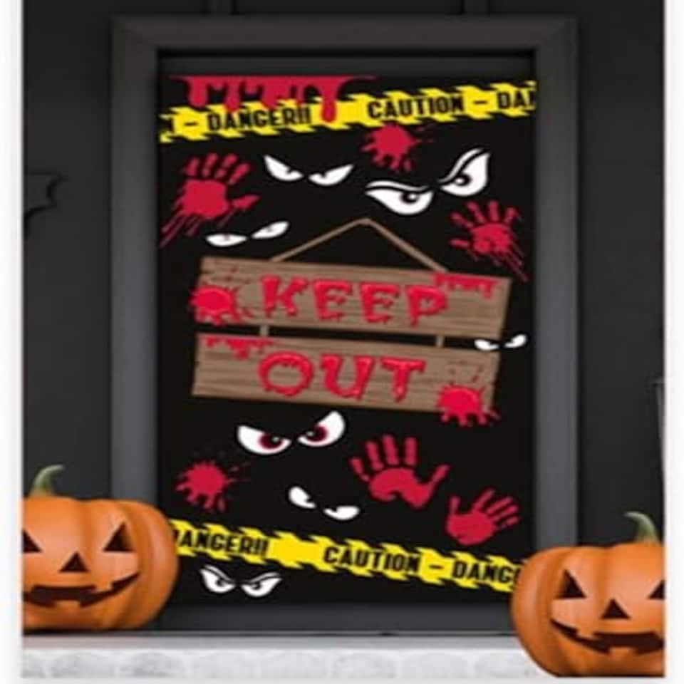 image 1 of Keep Out Halloween Door Cover