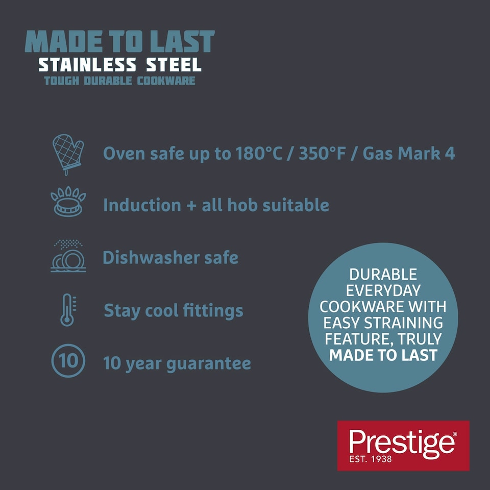 image 1 of Prestige Made to Last Milk Pan in Stainless Steel - Non Stick - 14 cm / 0.9 L