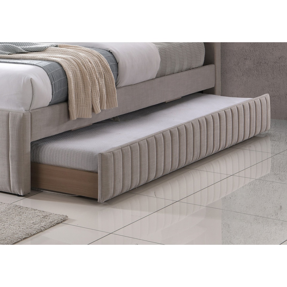 image 1 of Fabric Double Bedframe  in Cream