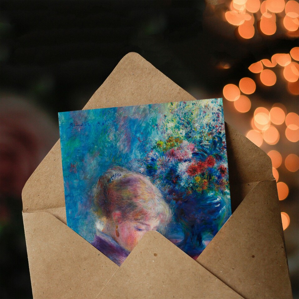 image 1 of Pierre Auguste Renoir Art Card Young Woman Sewing
