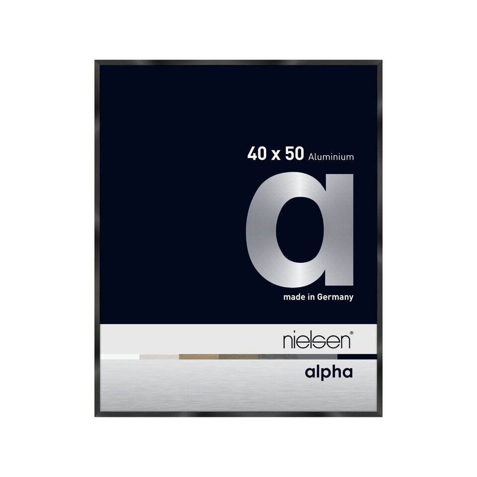 image 1 of Nielsen Alpha Aluminium Picture Frame - Real Glass - Polished Black - 40cm x 50cm