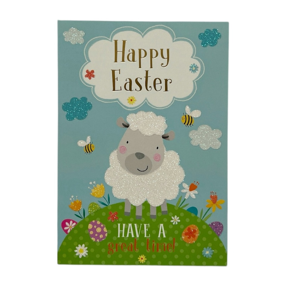 image 1 of Cute Lamb with Bees Design Open Easter Card