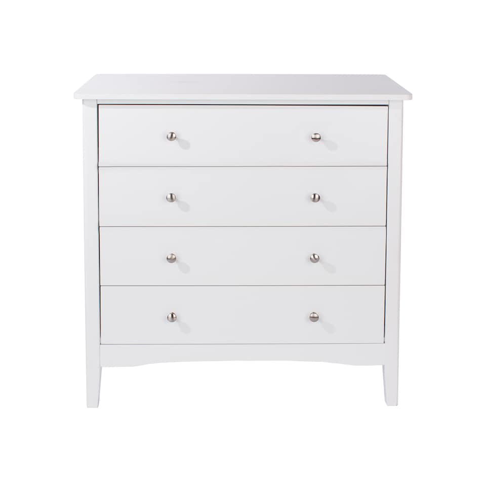 image 1 of Como 4 Drawer Chest of Drawers - Shaker Style Bedroom Storage Cabinet with Compact Design | White | White | 1