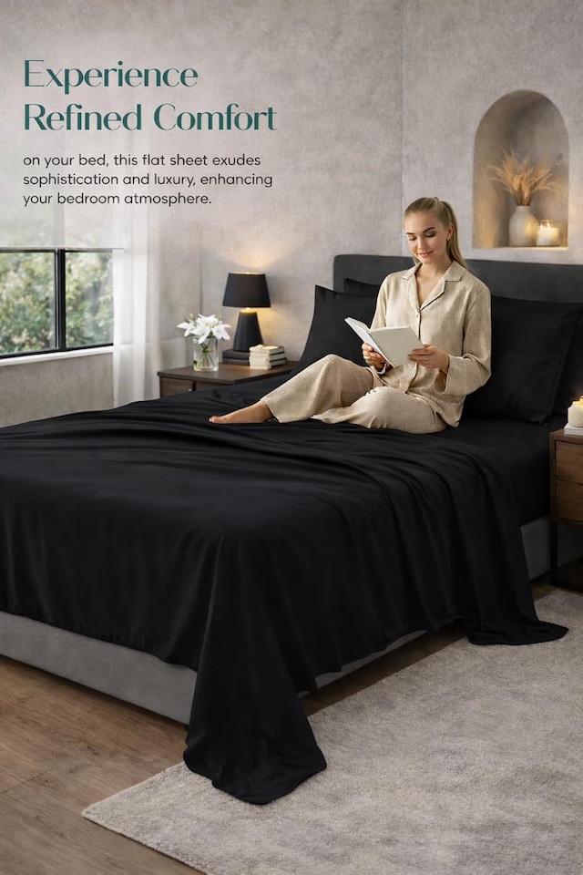 image 1 of HOMES-LINEN Microfibre Flat Sheet Easy Care Bed Sheet