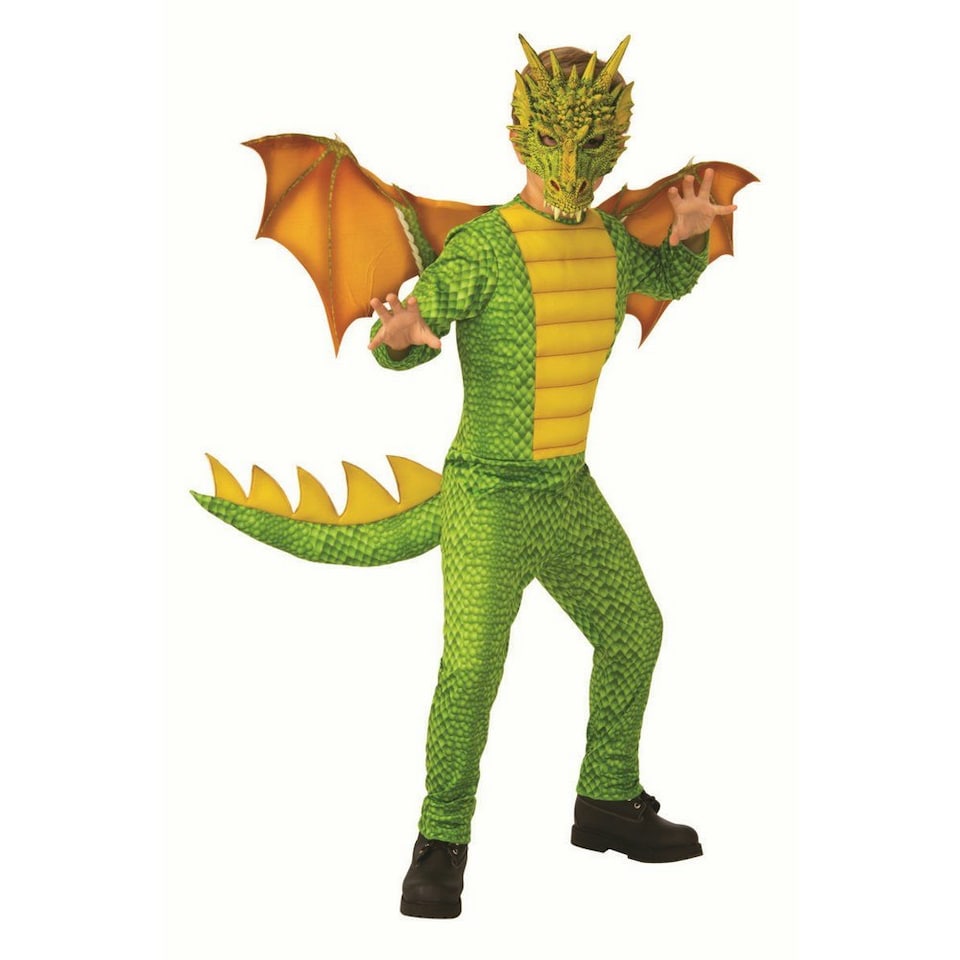 image 1 of Rubies Childrens/Kids Deluxe Dragon Costume Set - Green - M M