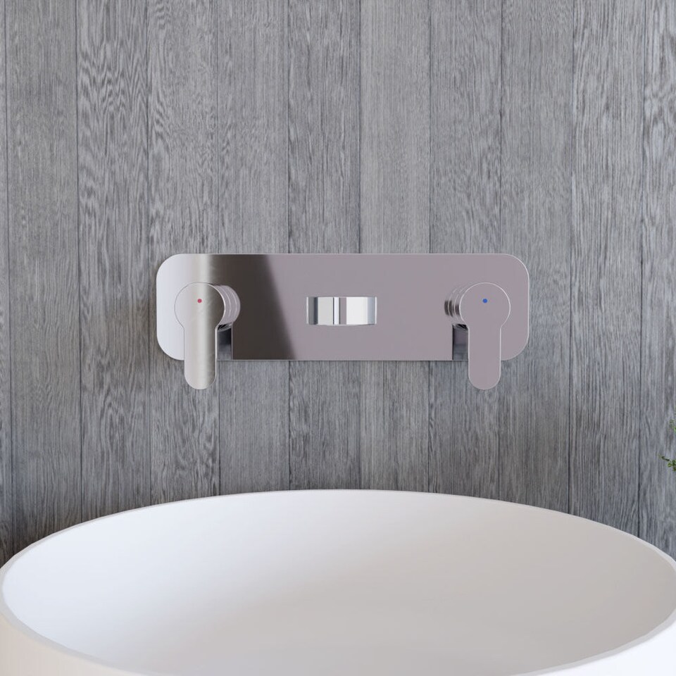 image 1 of Pride Round Wall Mount 3 Tap Hole Basin Mixer Tap & Back Plate, Chrome