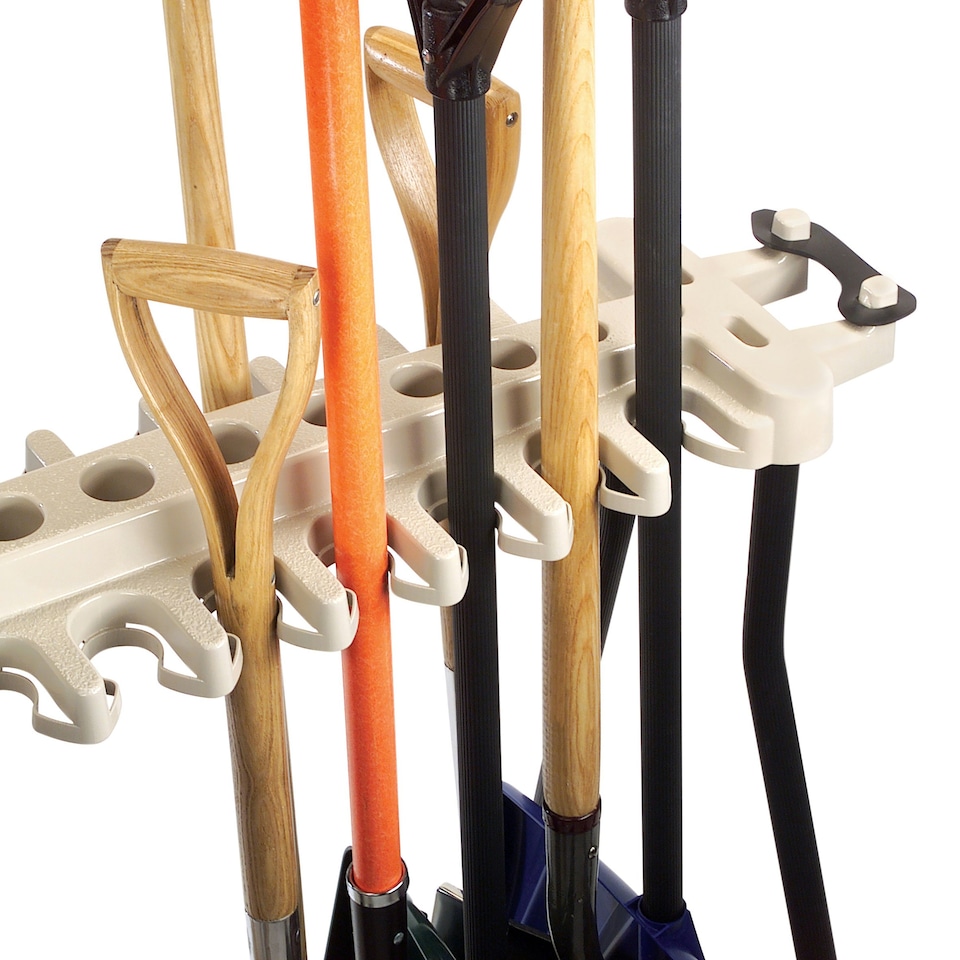image 1 of Suncast Garden Tool Rack with Wheels Brown